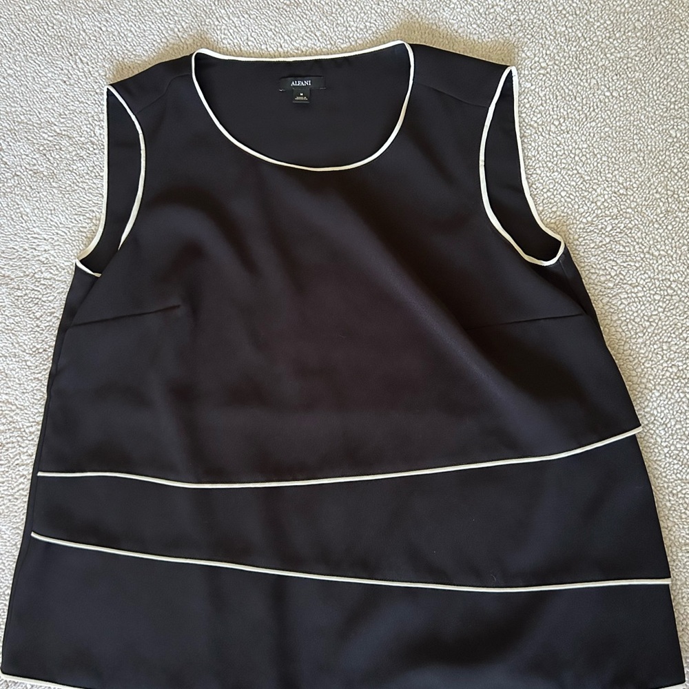 Alfani Black Top with White Accents